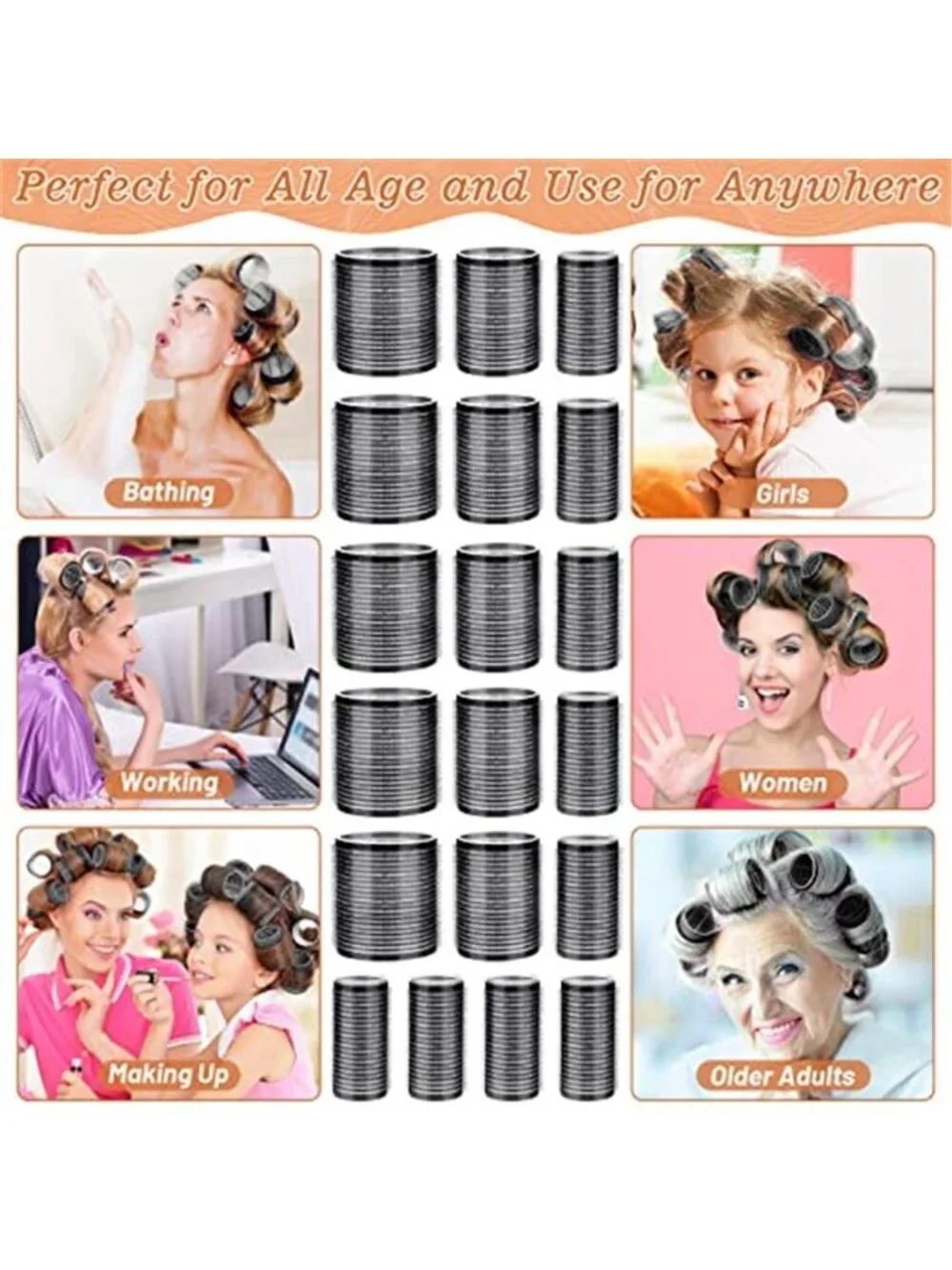 Hair Curler Rollers for Women 24PCS Heatless Hair Roller with 12 PCS Clips